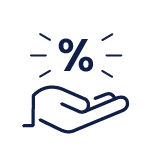 a hand with a percentage above it